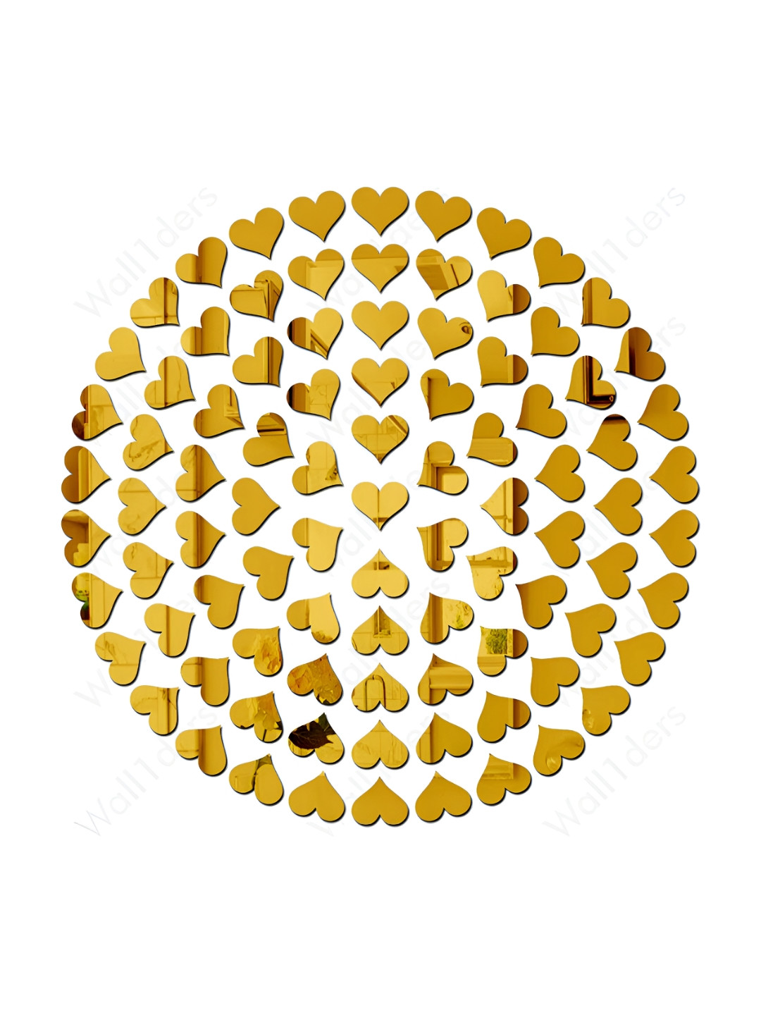 Wall1ders Gold Toned 100 Pieces Heart Shaped Acrylic Wall Stickers