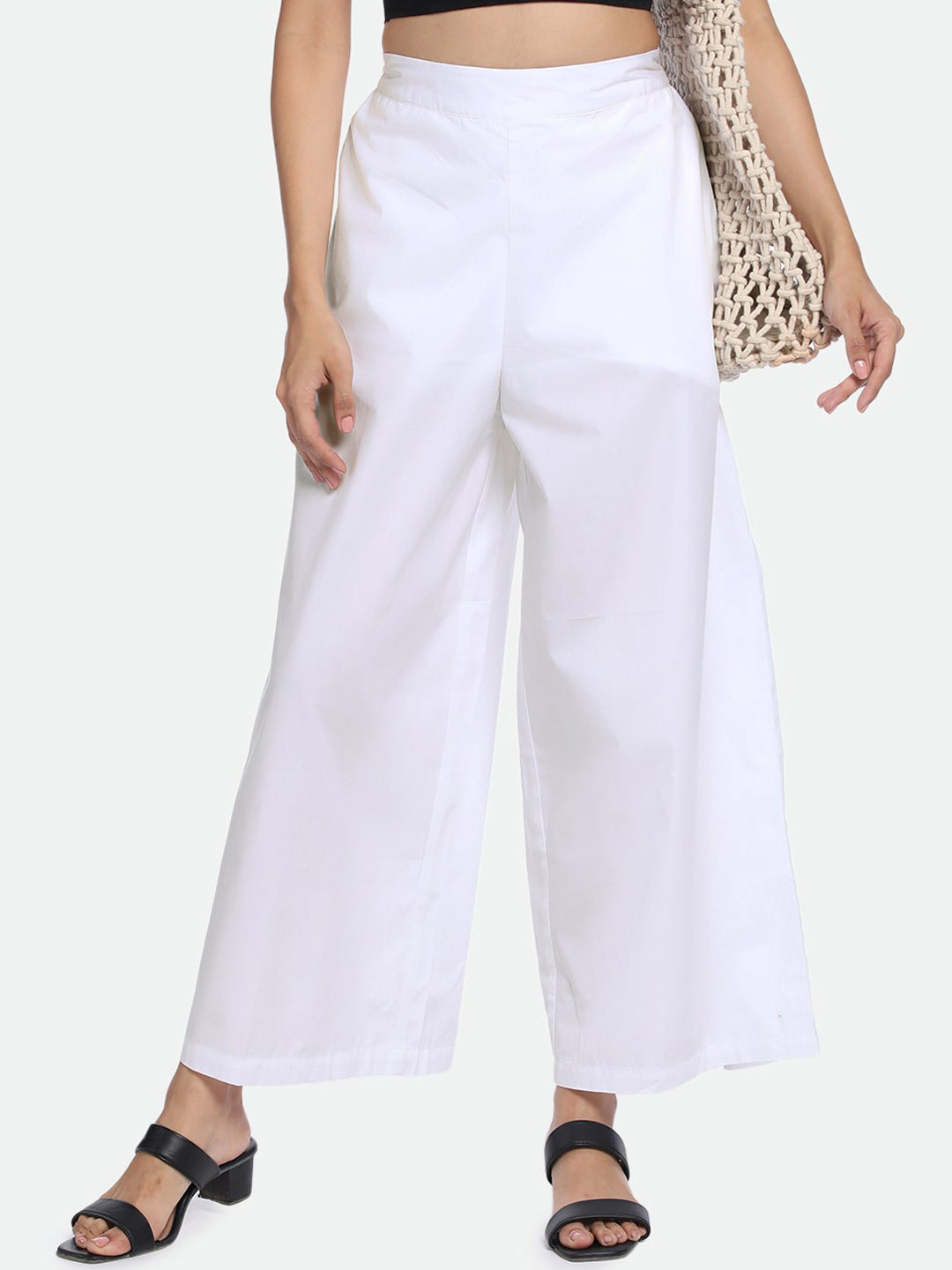 DL Woman Women Cotton Mid-Rise Plain Regular Fit Parallel Trousers Trouser