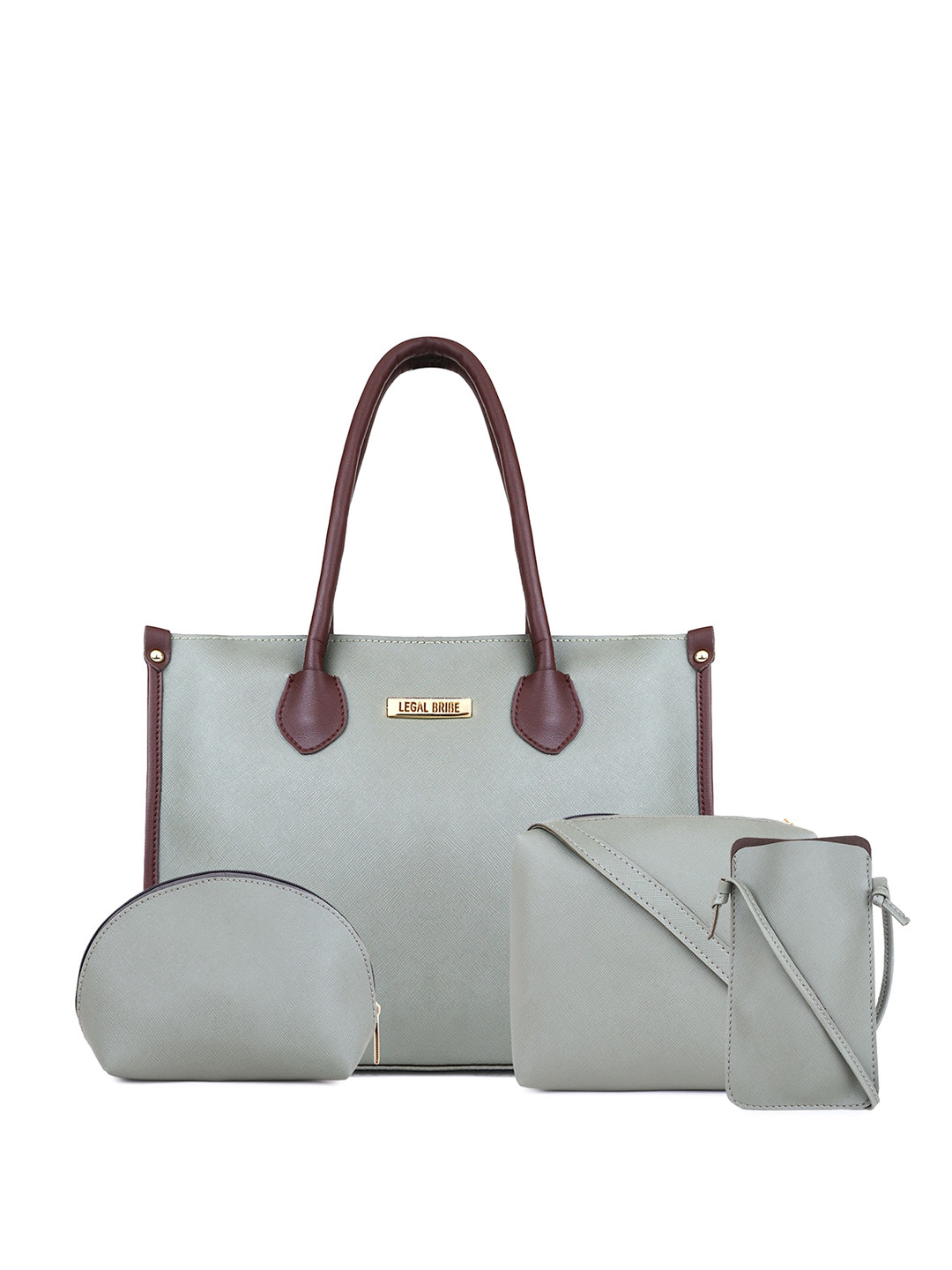 LEGAL BRIBE Set Of 4 Structured Textured Tote Bag with Sling Bag, Pouch, Mobile Pouch