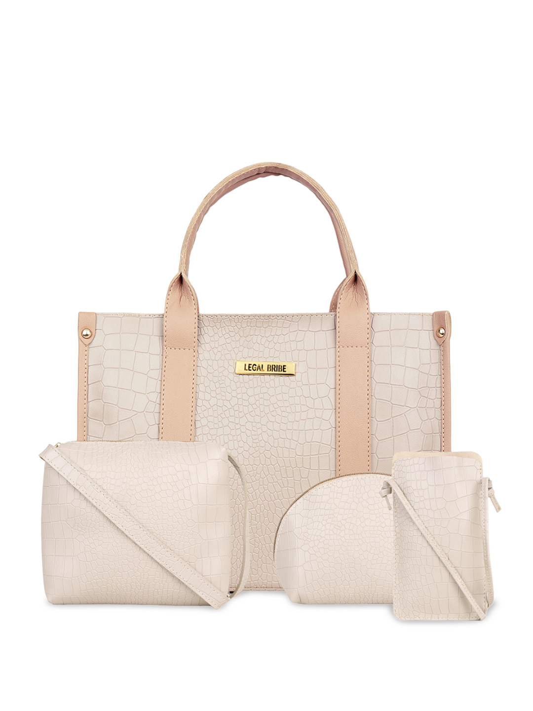 LEGAL BRIBE Set of 4 Textured Structured Handheld Bags