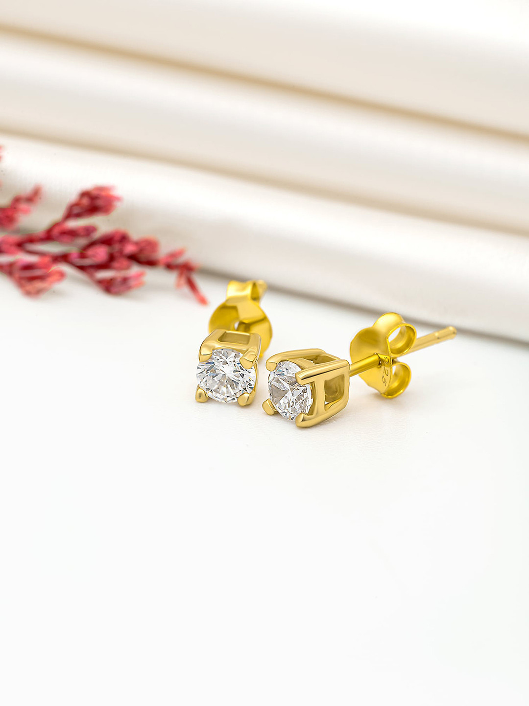 SILBERRY Gold Plated Stud Earrings