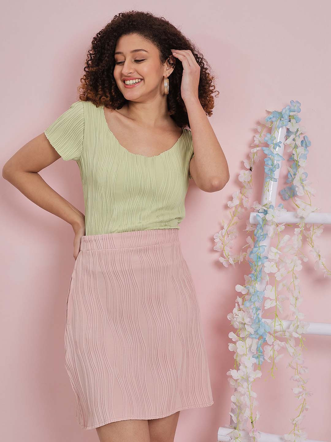 Athena Textured A-Line Above Knee Skirt