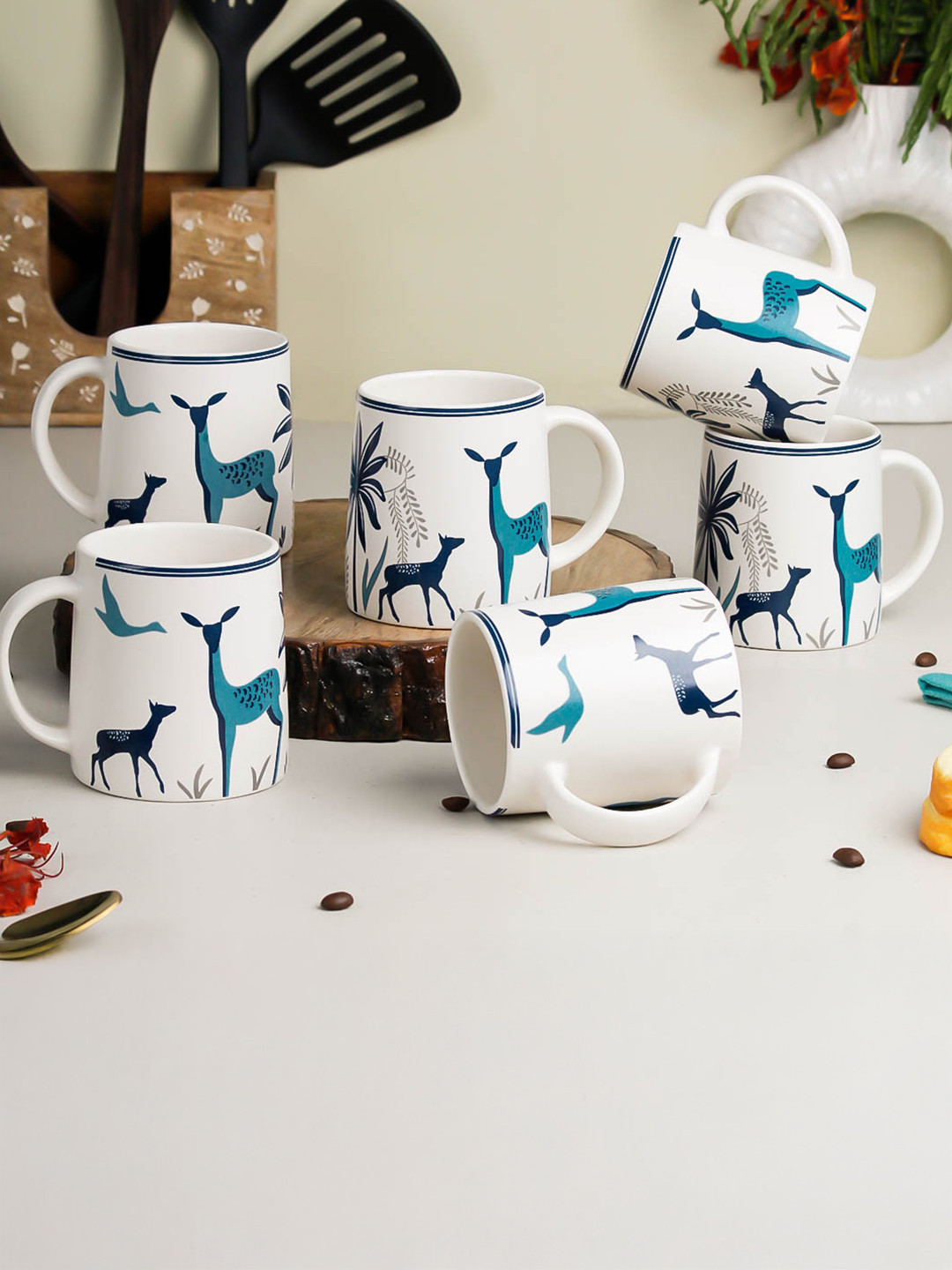 The Earth Store Mom You Are Special White Animal Print Ceramic Microwave Safe 6 Piece Mug-300ml