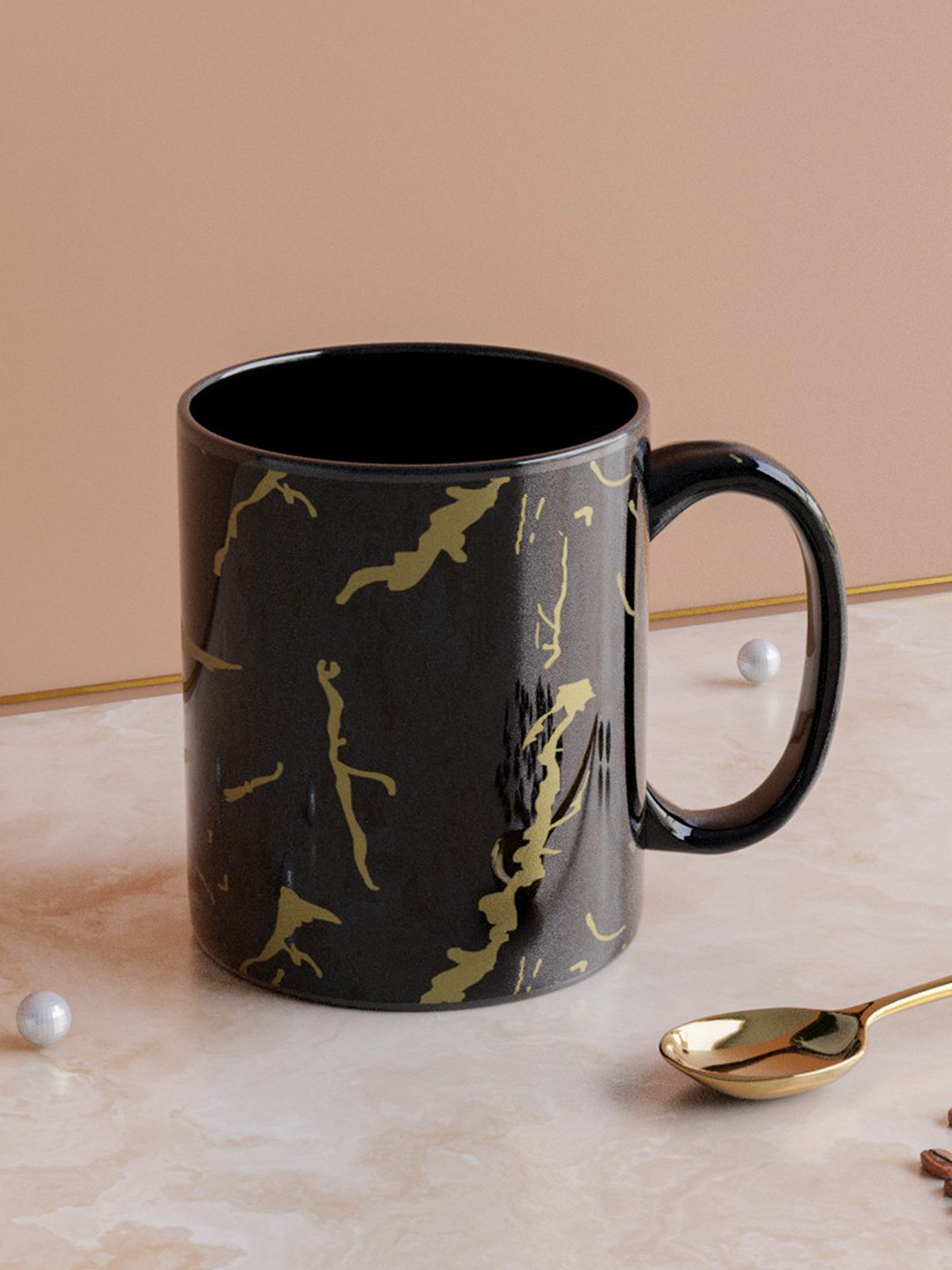 The Earth Store Jack Name Personalised Black Abstract Ceramic Microwave Safe Mugs-370ml