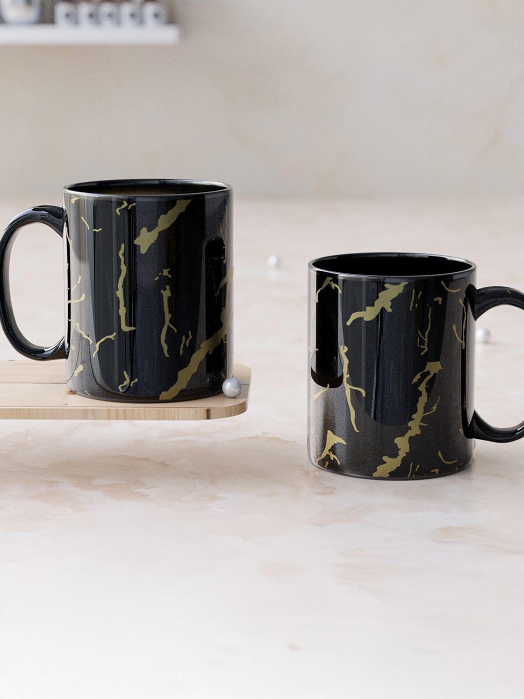 The Earth Store Dear Sister Everything You Desire And Everything You Dream Of Black Abstract Ceramic Handcrafted 2 Piece Mug-370ml