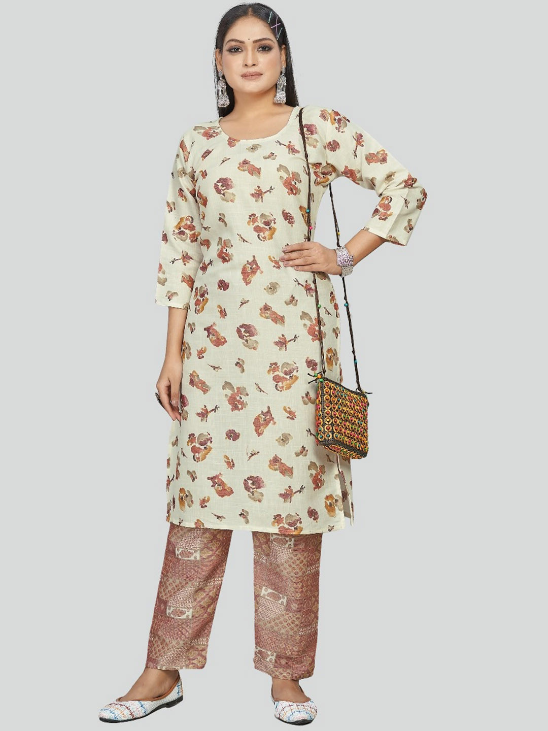 Sanwariya Silk Floral Printed Regular Kurta with Trousers