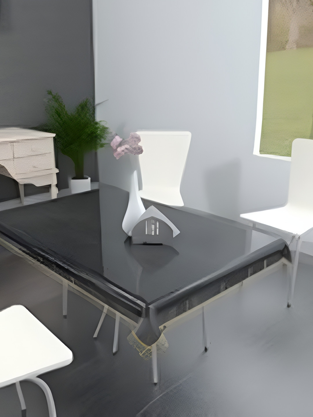 MONKDECOR Black & Transparent Water Proof Rectangle Table Cover