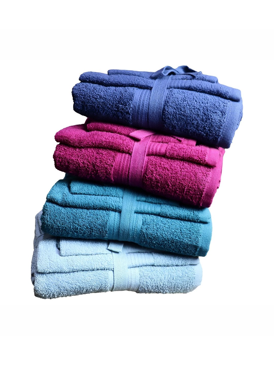 SENSES Navy Blue & Burgundy 4 Pcs Cotton Towel Set