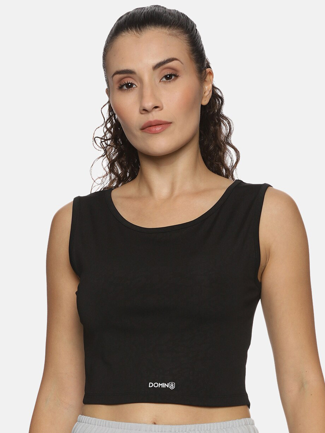 Domin8 Women Leopard Printed Black Crop Top