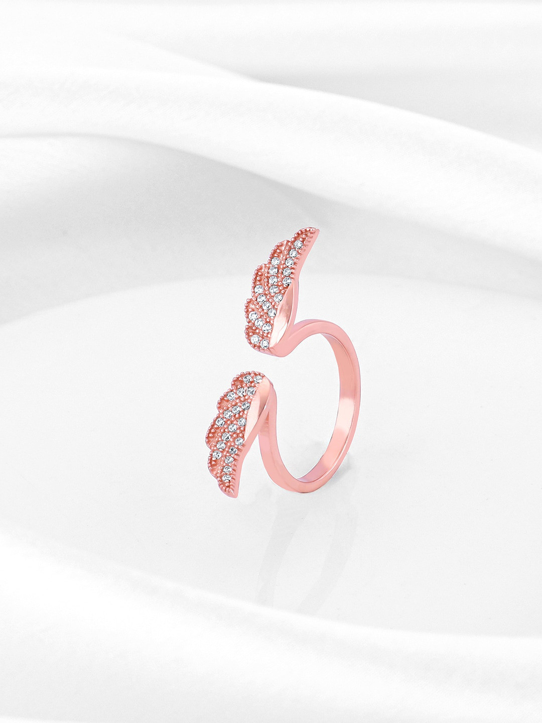 GIVA 925 Rose Gold-Plated Stone Studded Adjustable Finger Ring
