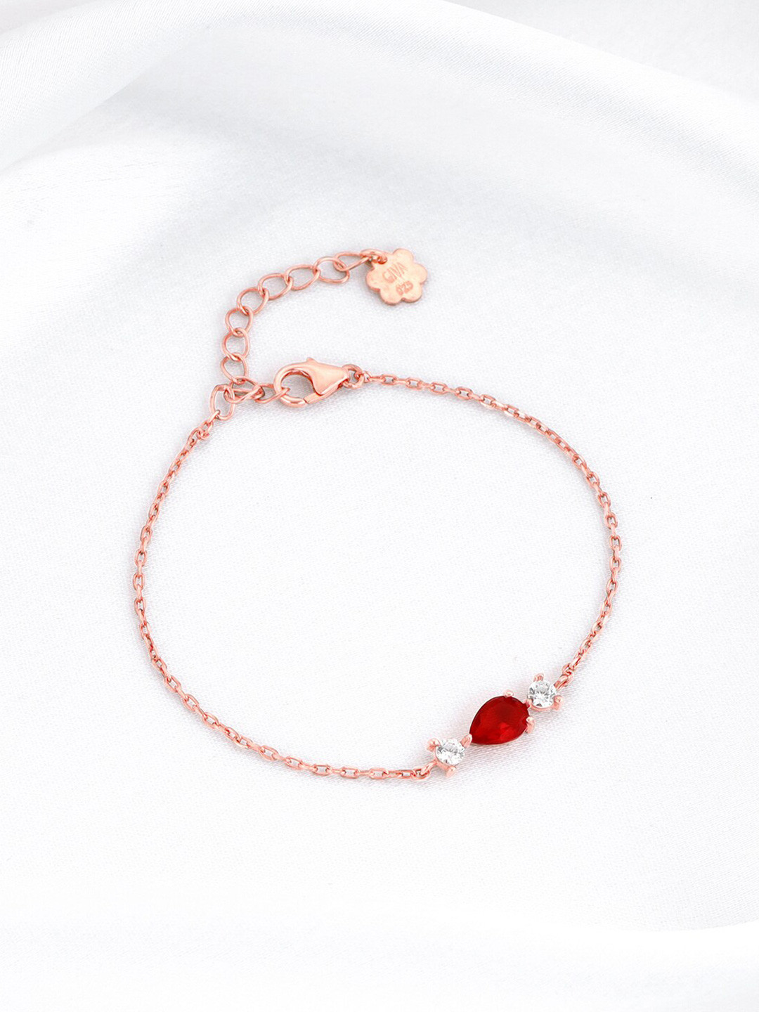 GIVA Rose Gold-Plated Stone-Studded Sterling Silver Charm Bracelet