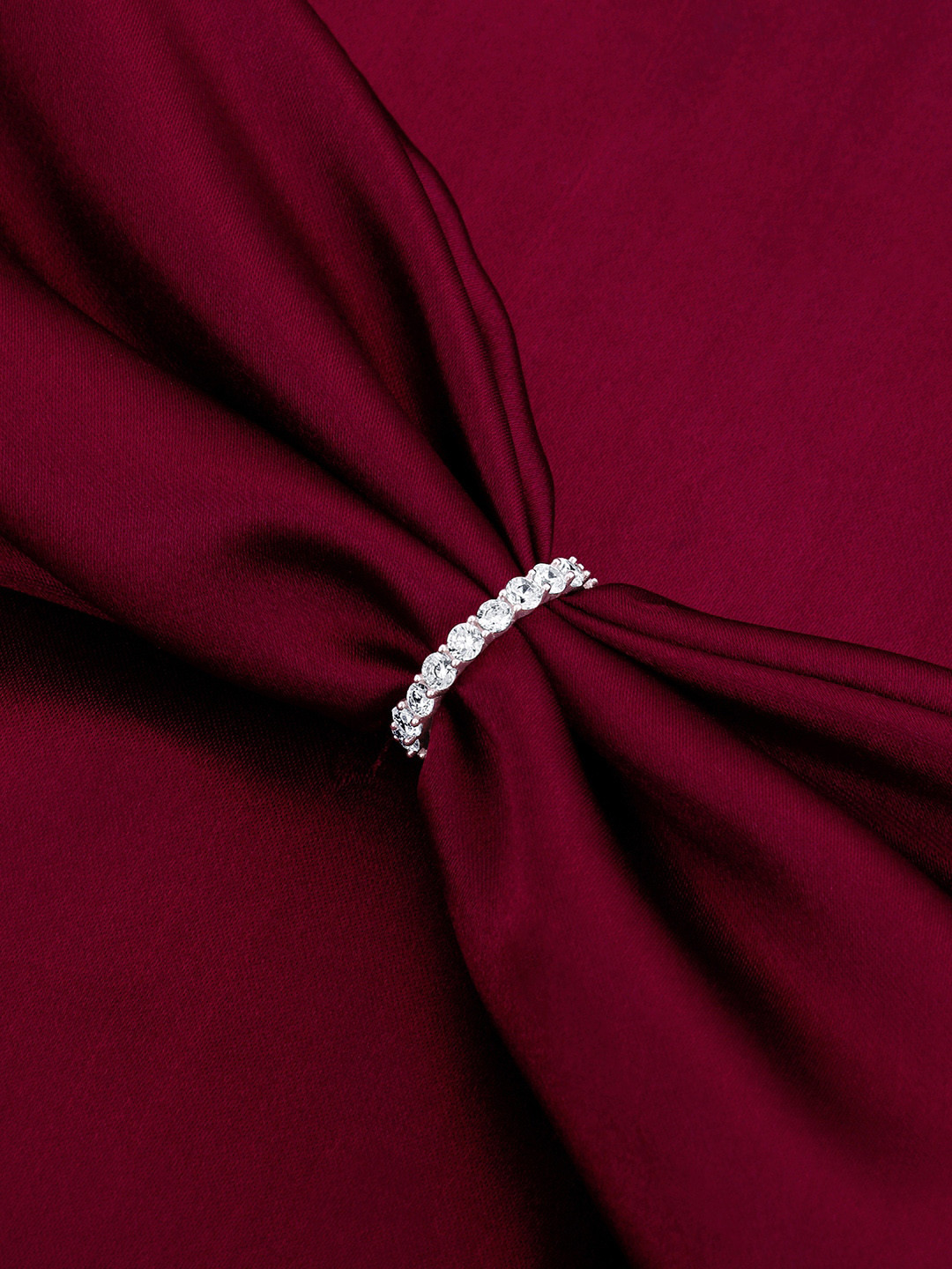 GIVA Rhodium-Plated 925 Sterling Silver Stone Studded Finger Ring