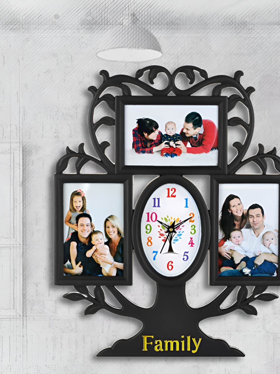 Attractionz Black & White Round Textured Contemporary Wall Clock