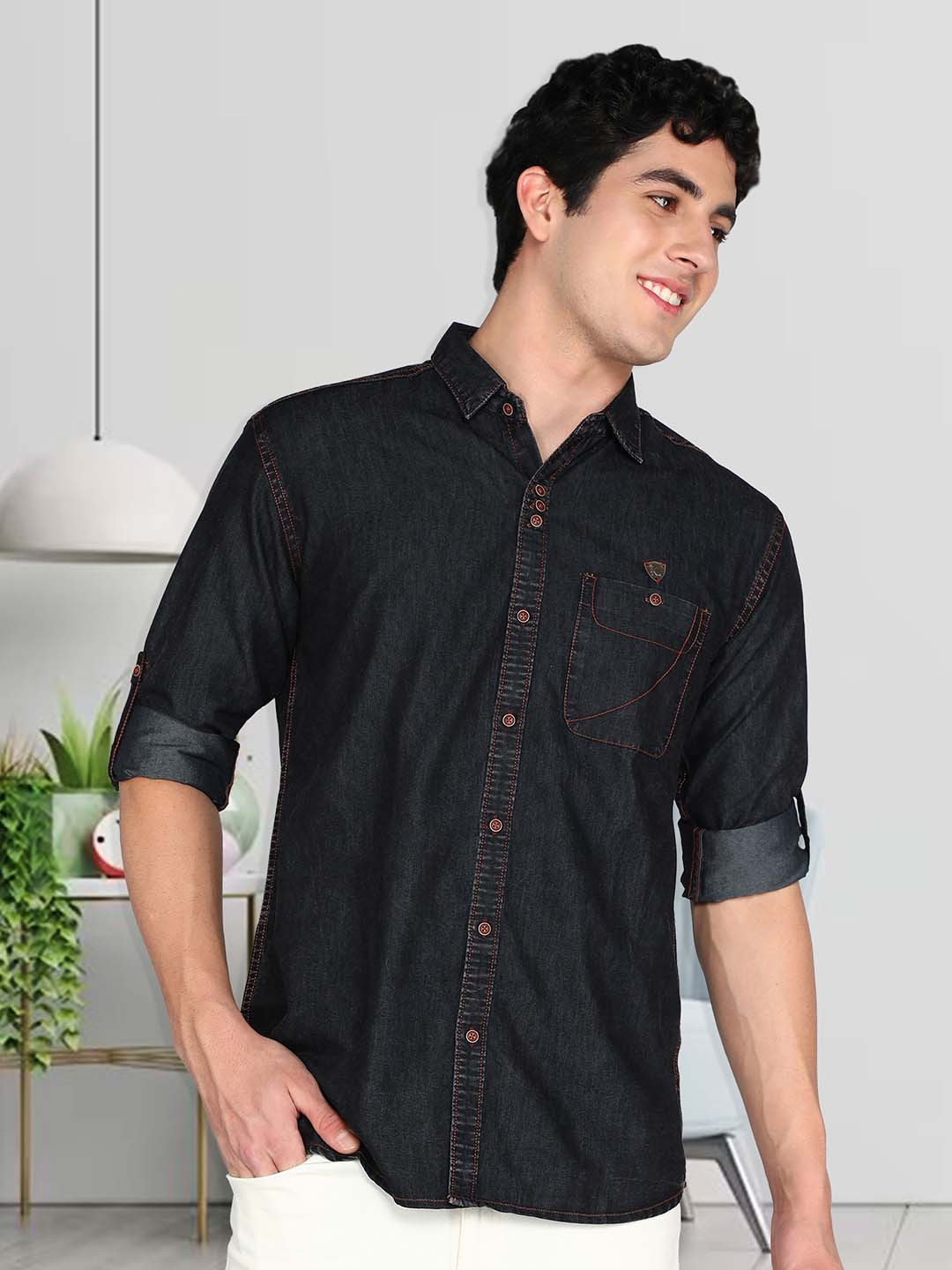 Kuons Avenue Smart Slim Fit Denim Shackets