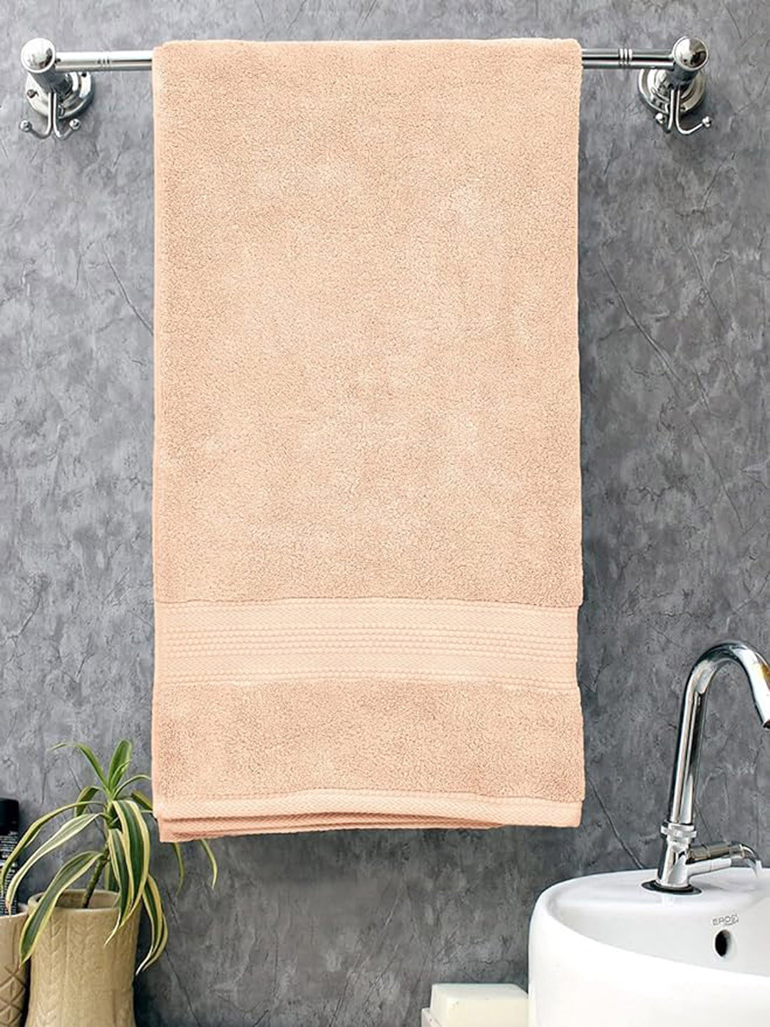 Signature Peach Coloured Cotton Bath Towels