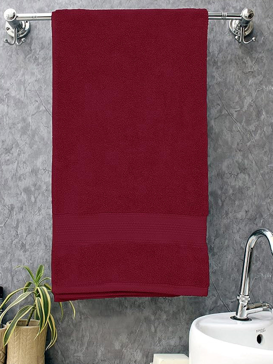 Signature Maroon Cotton Bath Towels
