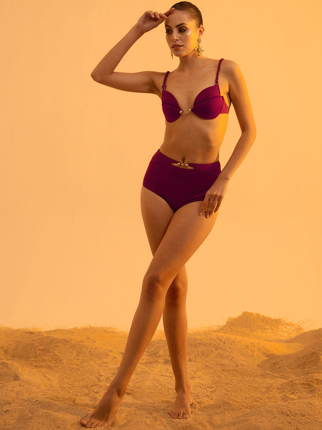 Tizzi Shoulder Straps Petal Shaped Swim Bikini Set