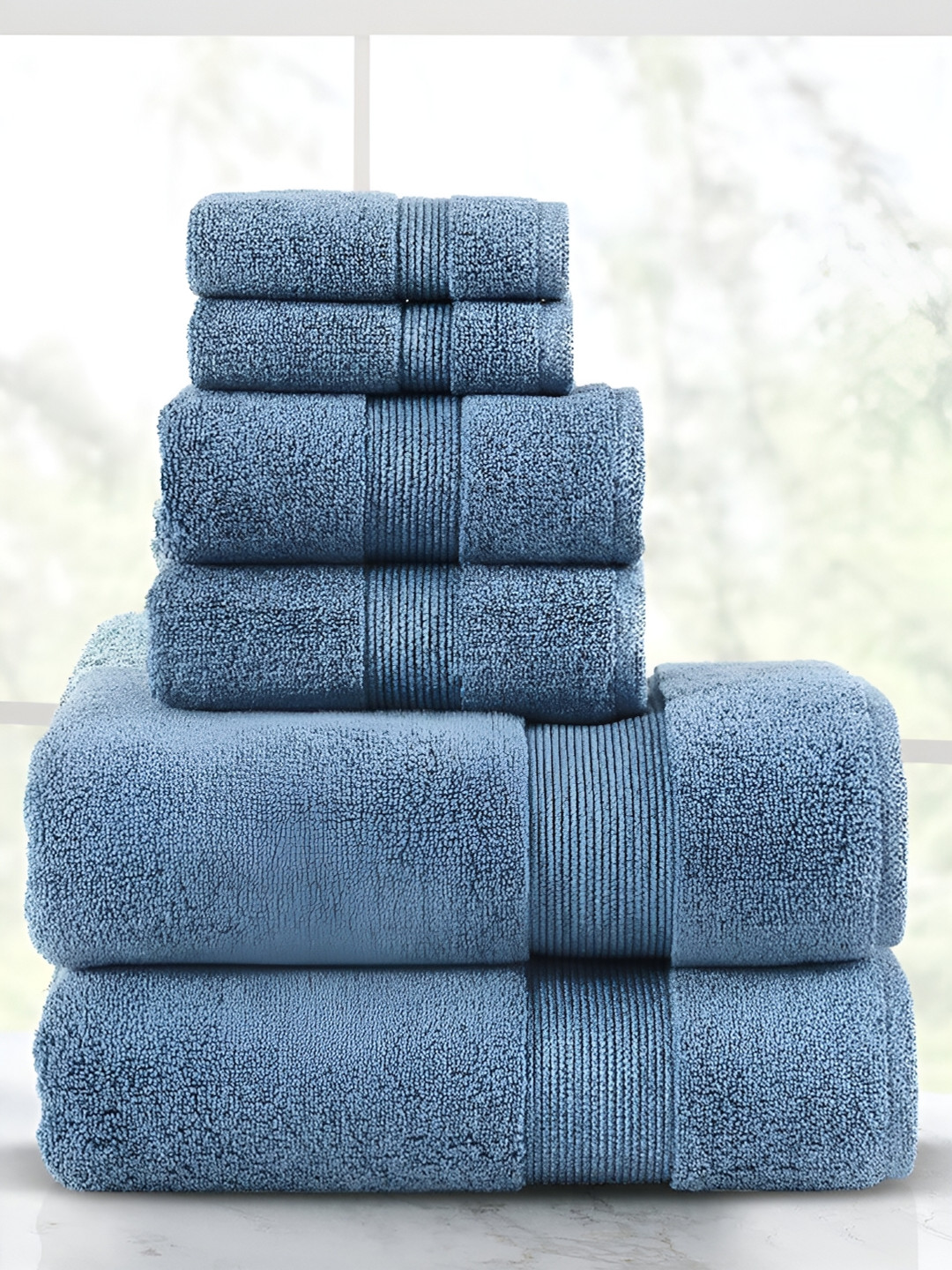 SENSES Blue 6 Pcs Cotton Towel Set