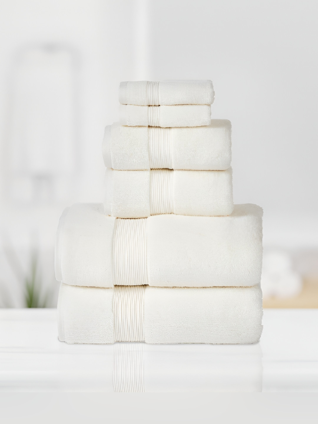 SENSES Cream-Coloured 6 Pcs Cotton Towel Set