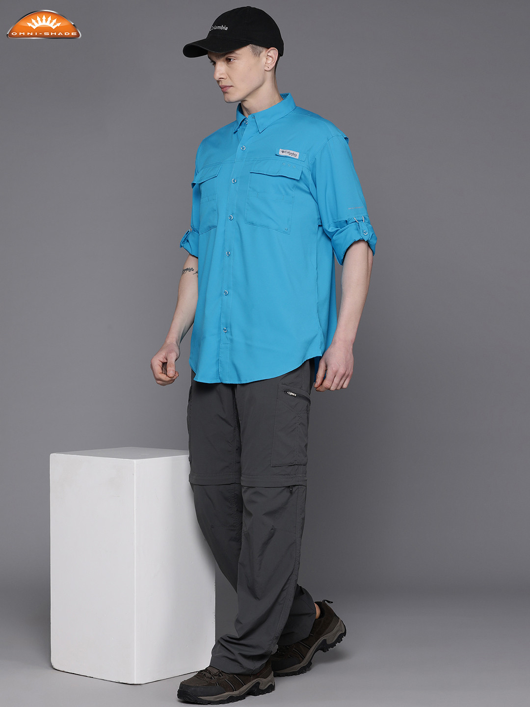 Columbia Mens Blue Blood and Guts IV Woven Long Sleeve Shirt