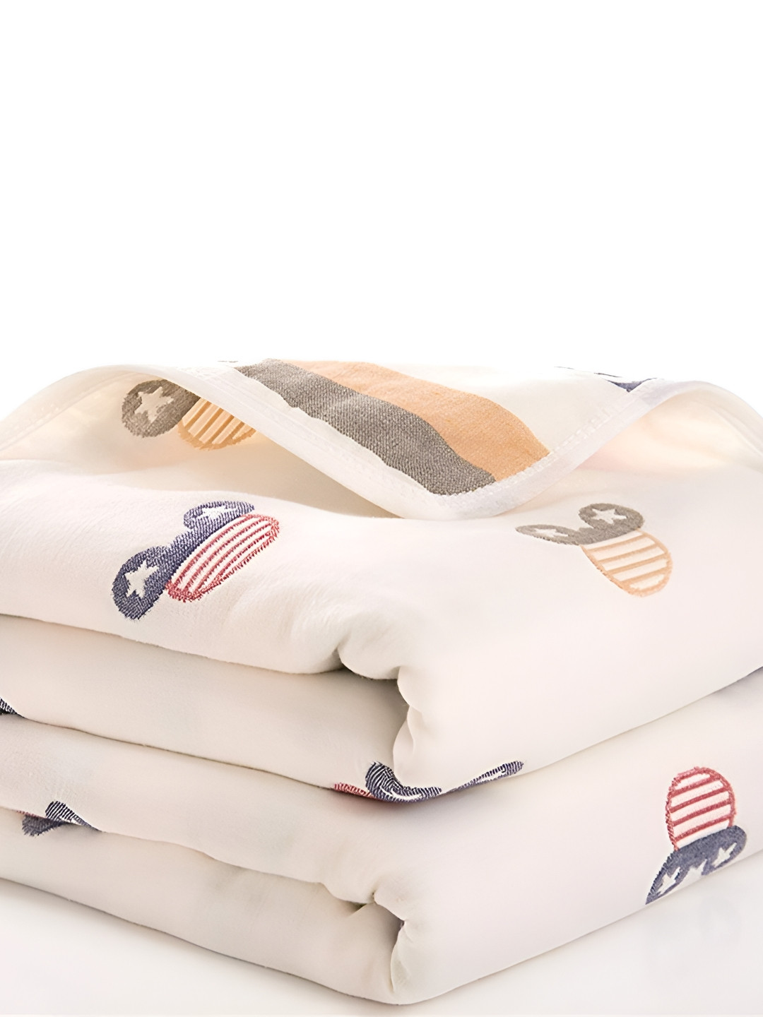 SYGA Off White & Orange Geometric Cotton Single Bed Duvet