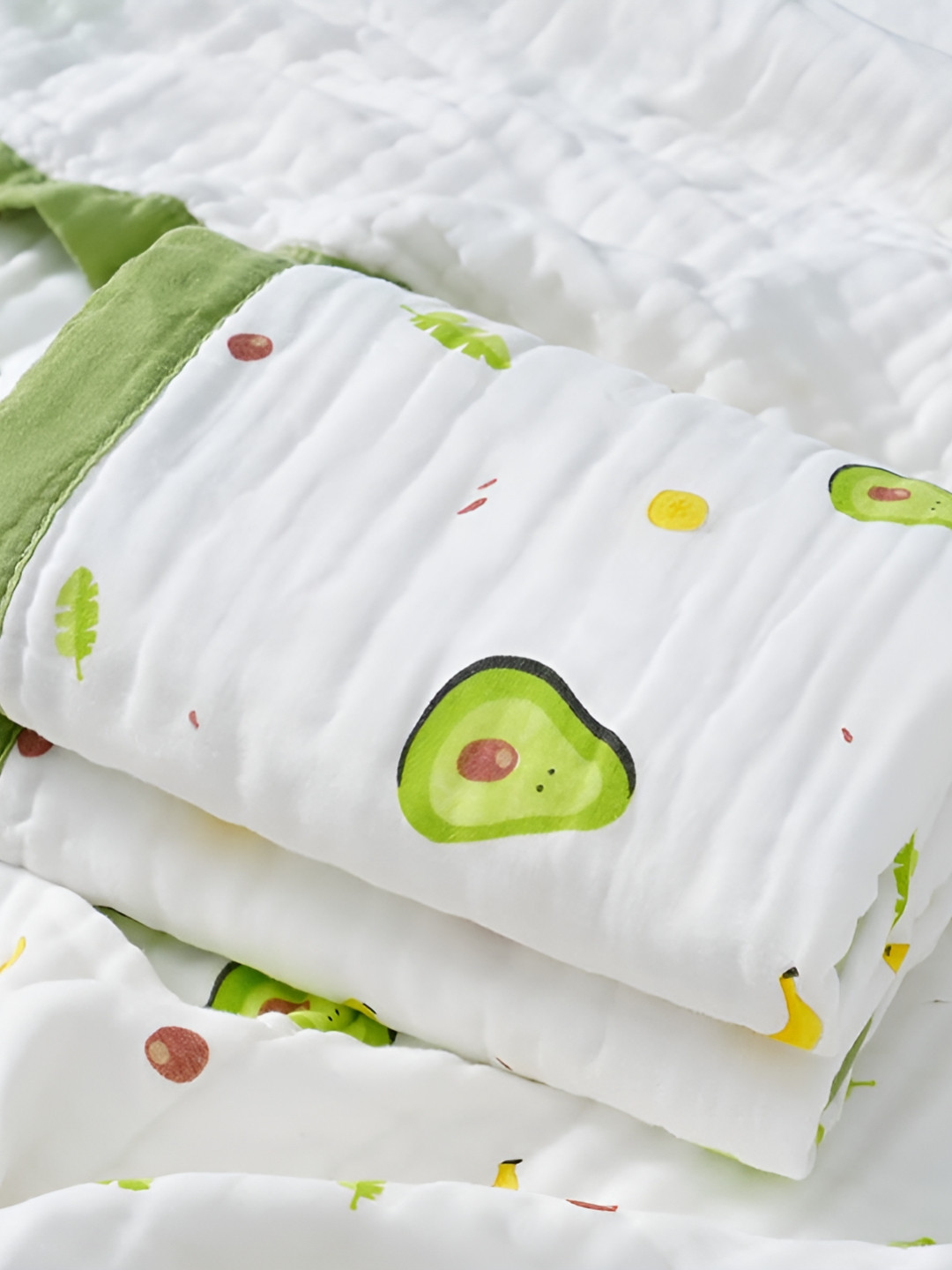 SYGA White & Green Printed Cotton Single Bed Duvet