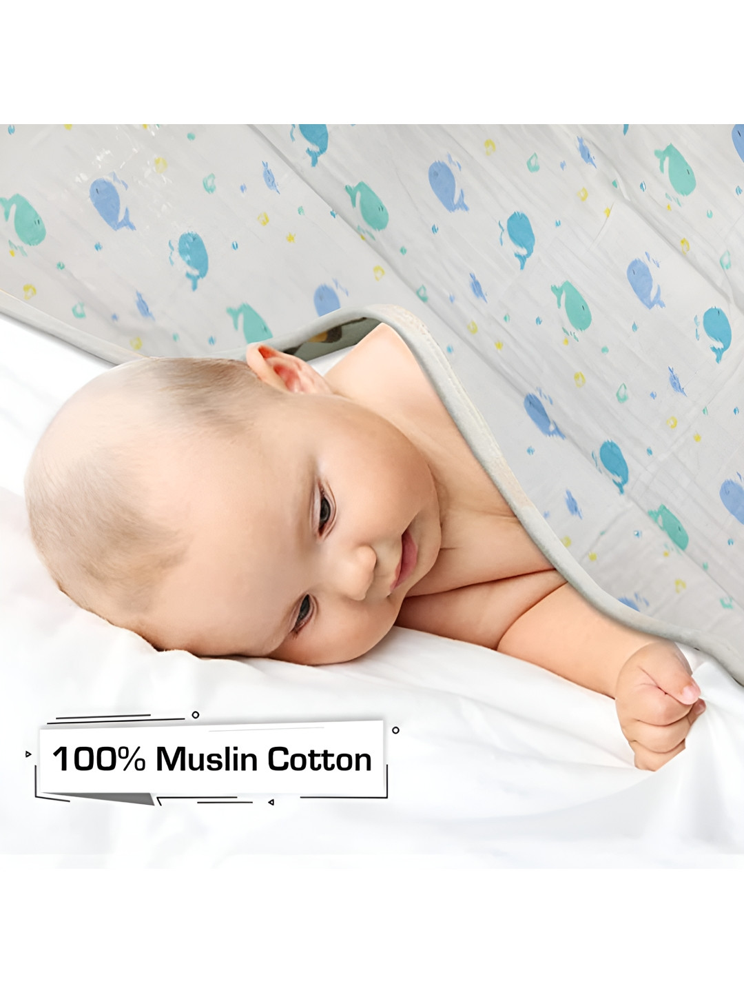 SYGA Blue & White Cartoon Characters Cotton Single Bed Duvet