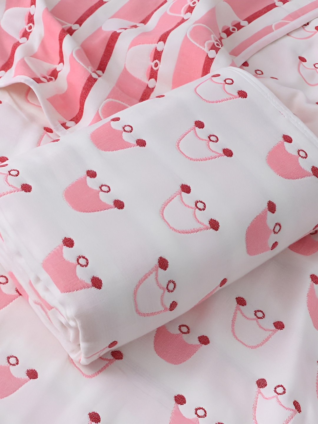 SYGA Pink & White Cartoon Characters Cotton Single Bed Duvet