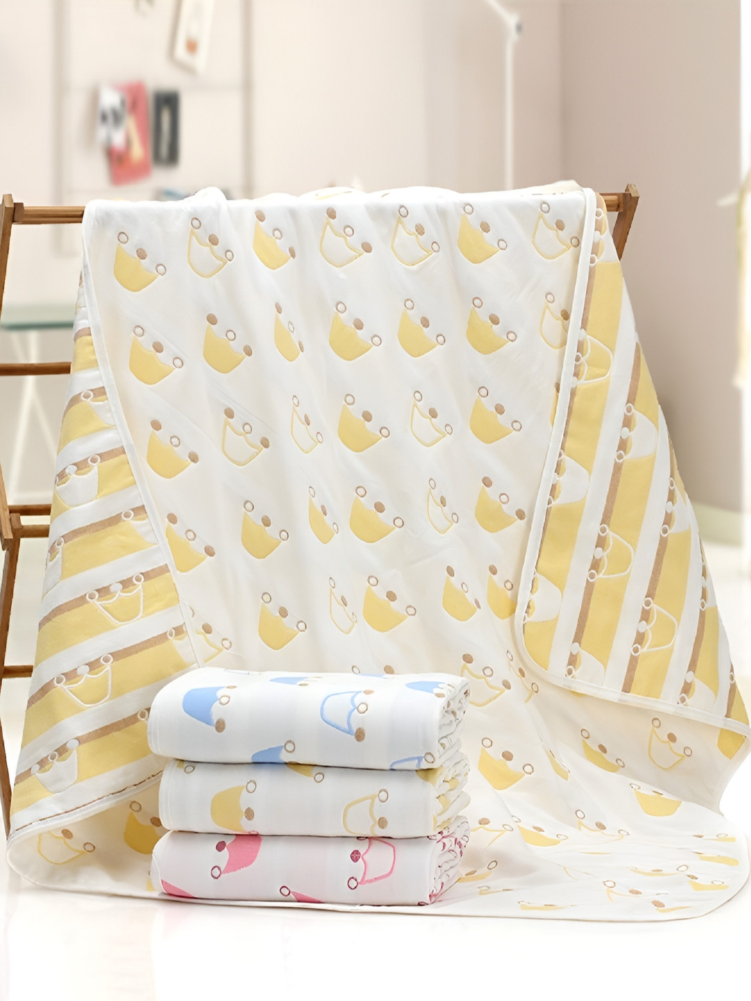 SYGA Yellow & White Cotton Single Bed Duvet