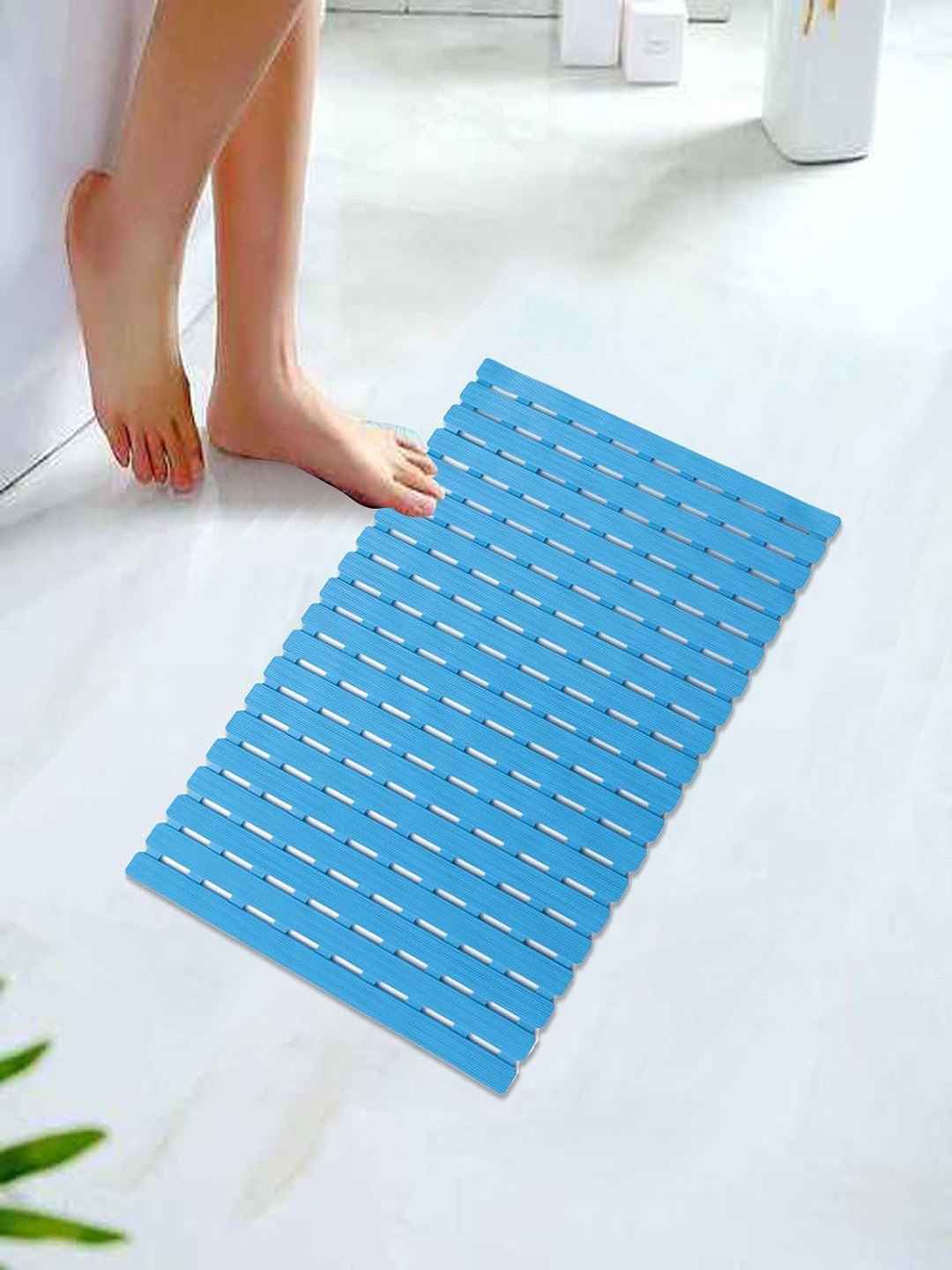 Kuber Industries Blue Anti-Skid Shower Bath Rug