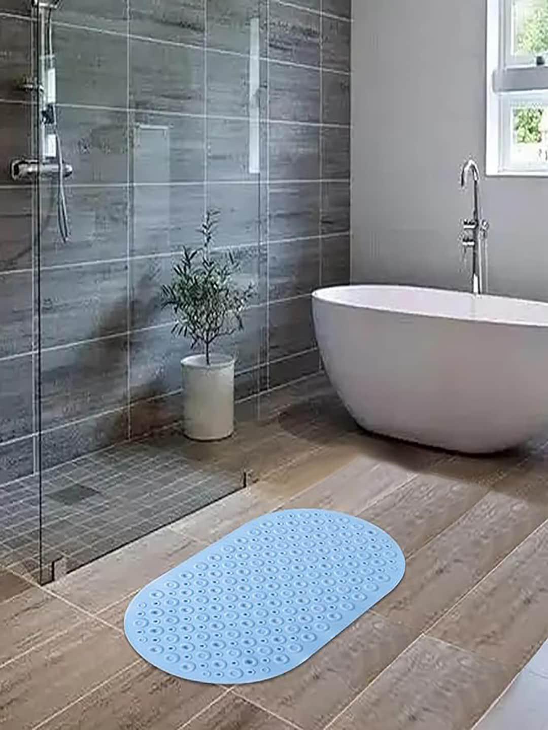 Kuber Industries Light Blue 120 GSM Anti-Skid Bath Rug