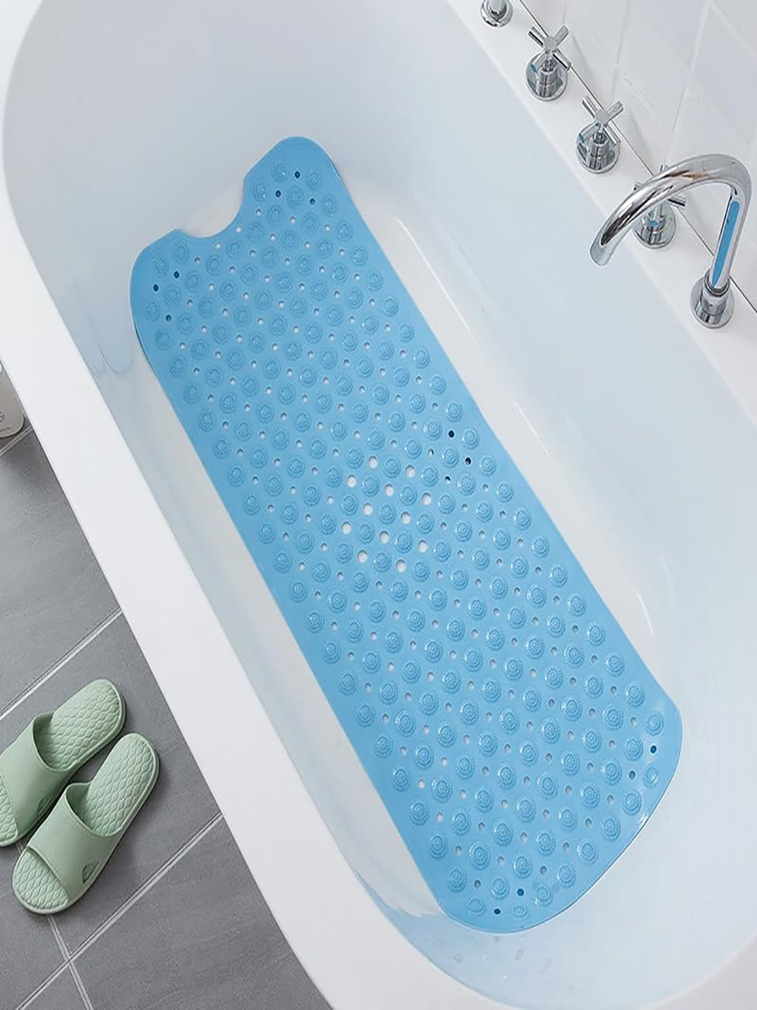 Kuber Industries Blue Anti-Skid Shower Bath Rugs