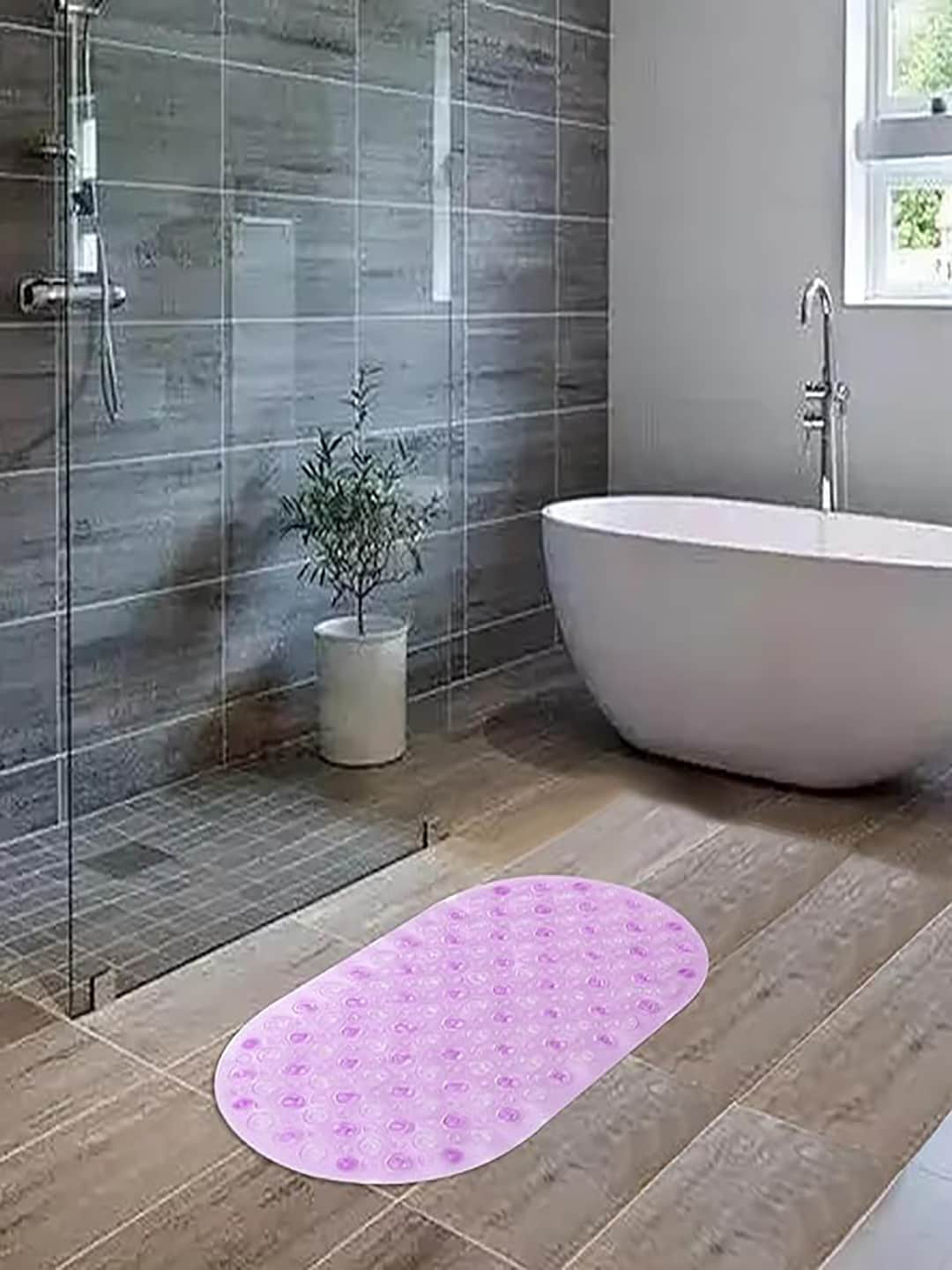 Kuber Industries Purple Textured Anti-Skid Bath Rug