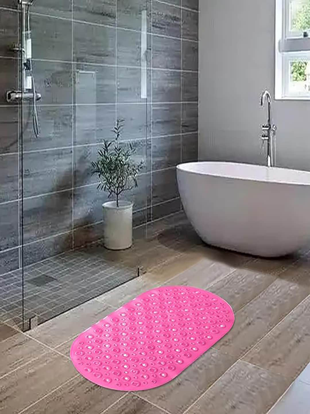 Kuber Industries Pink Oval Anti-Skid Mud Bath Rugs