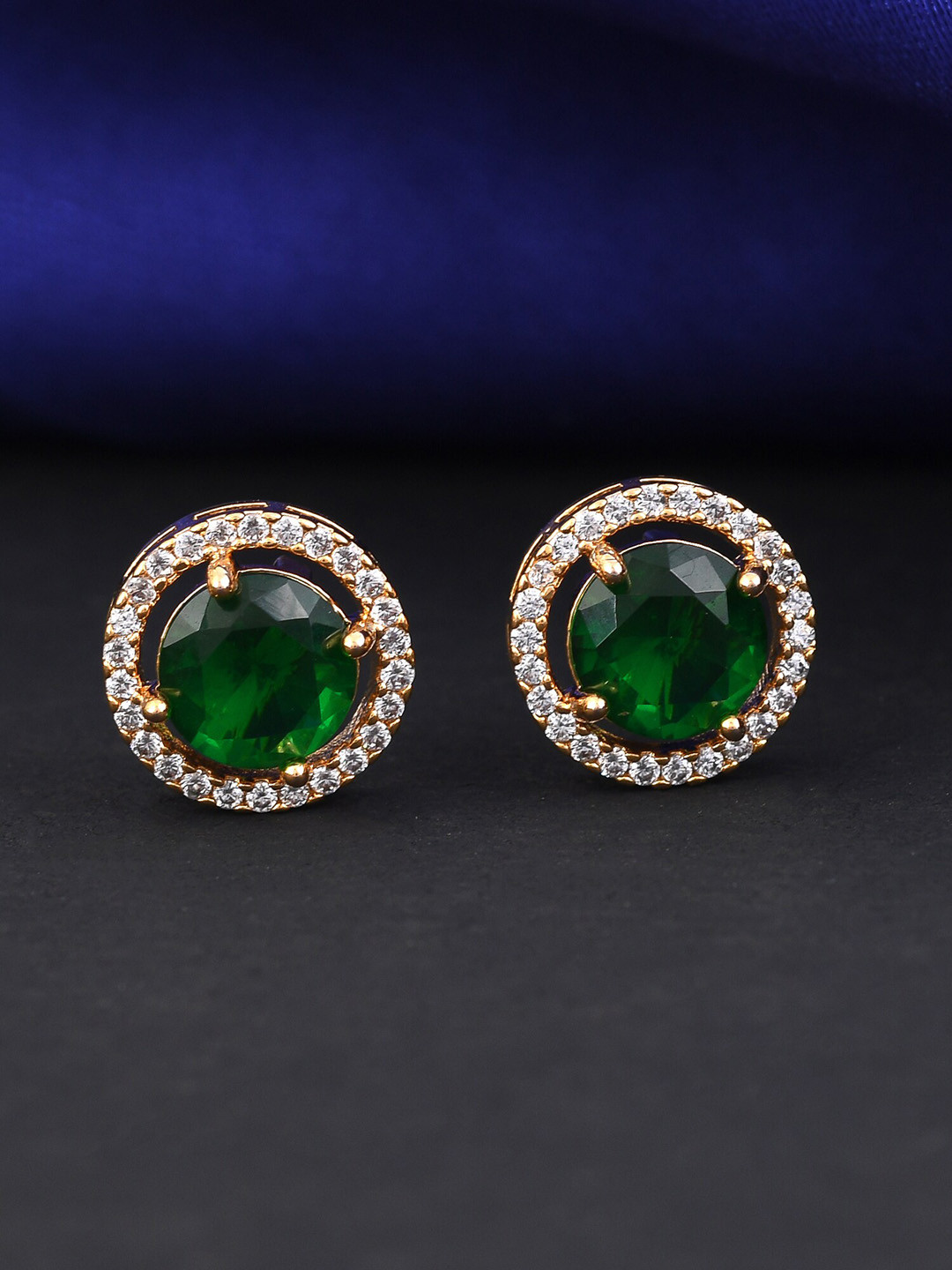 Designbox Gold-Plated Cubic Zirconia Circular Stud Earrings