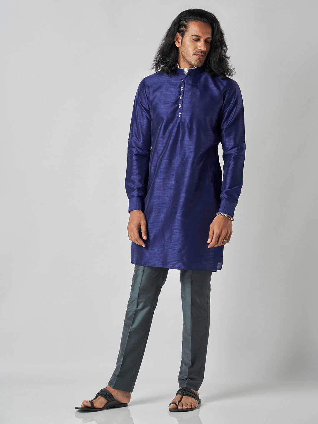 Bubber Blu Benson Mandarin Collar Straight Kurta