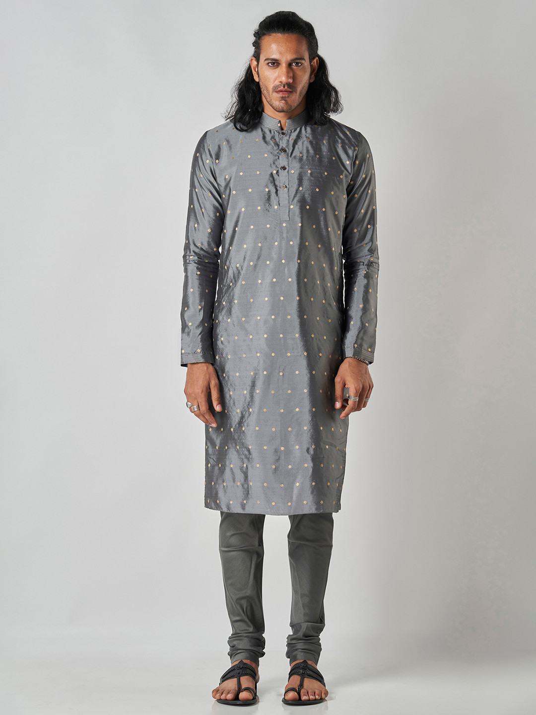 Bubber Blu Vasco Ethnic Motifs Embroidered Brocade Weave Straight Kurta