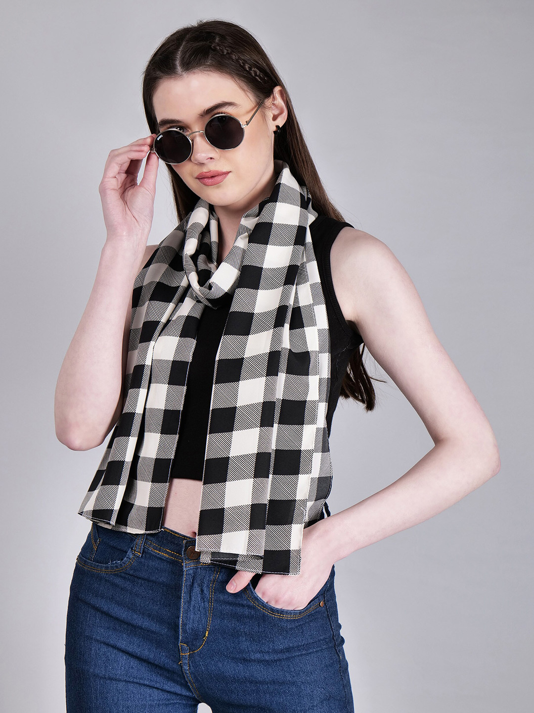 Mast & Harbour Checked Printed Scarf