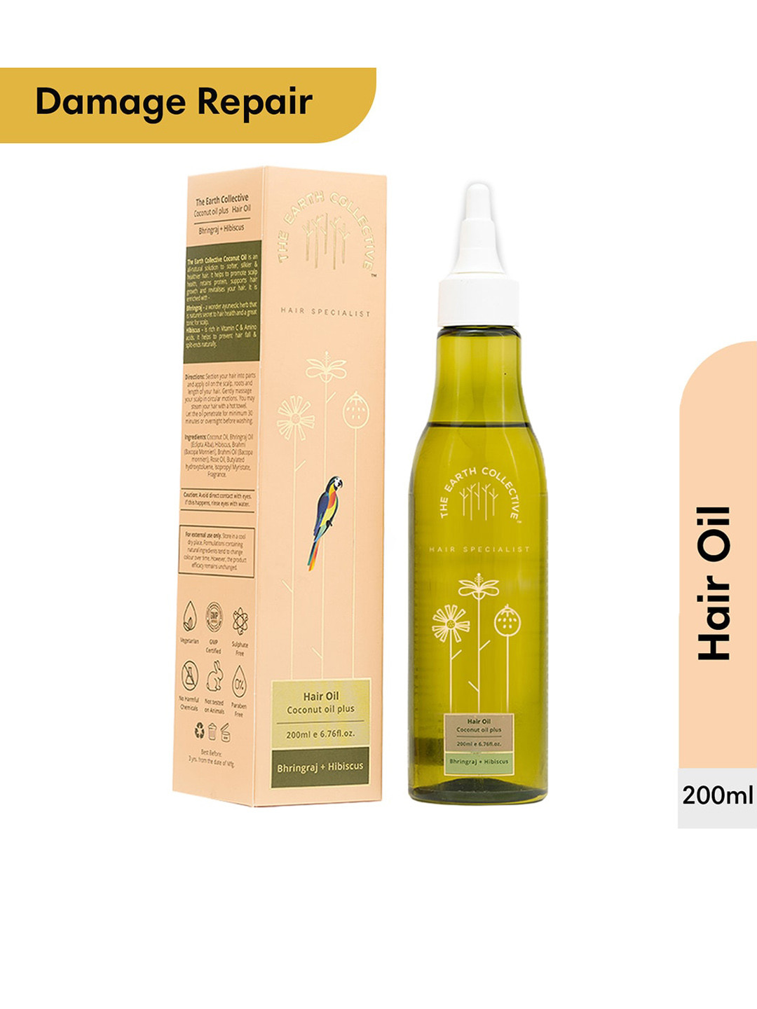 The Earth Collective Hair Oil Coconut Oil Plus With Bhringraj - 200ml