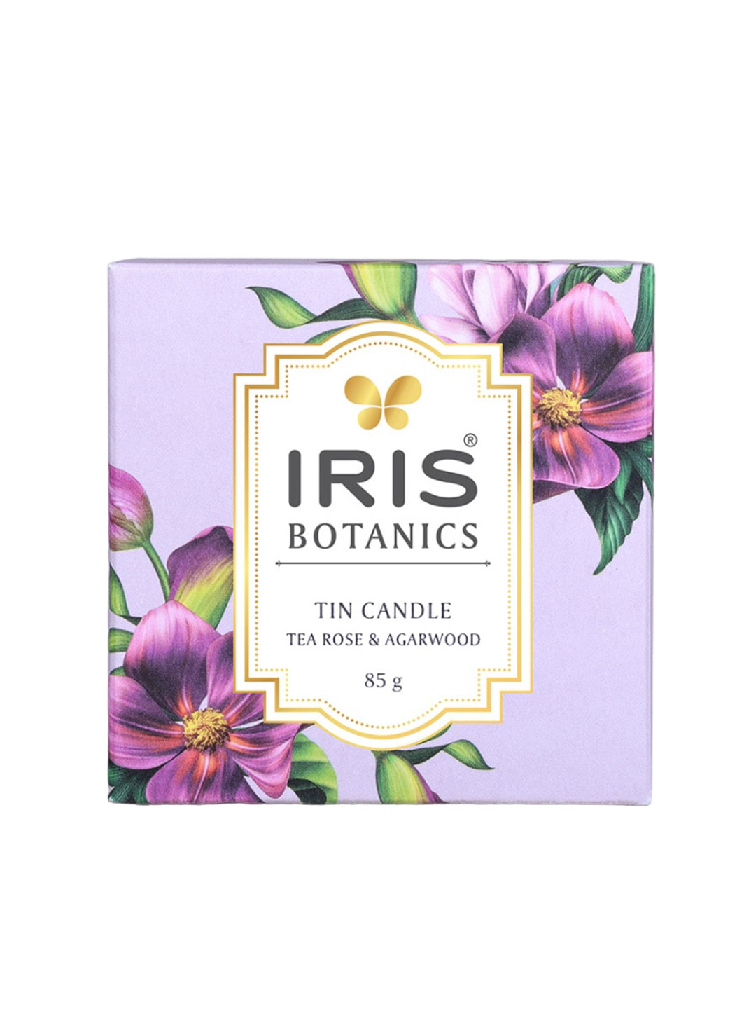 Iris Botanics Tin 1 Wick Tea Rose and Agarwood Abstract Geometric Regular Jar Candles