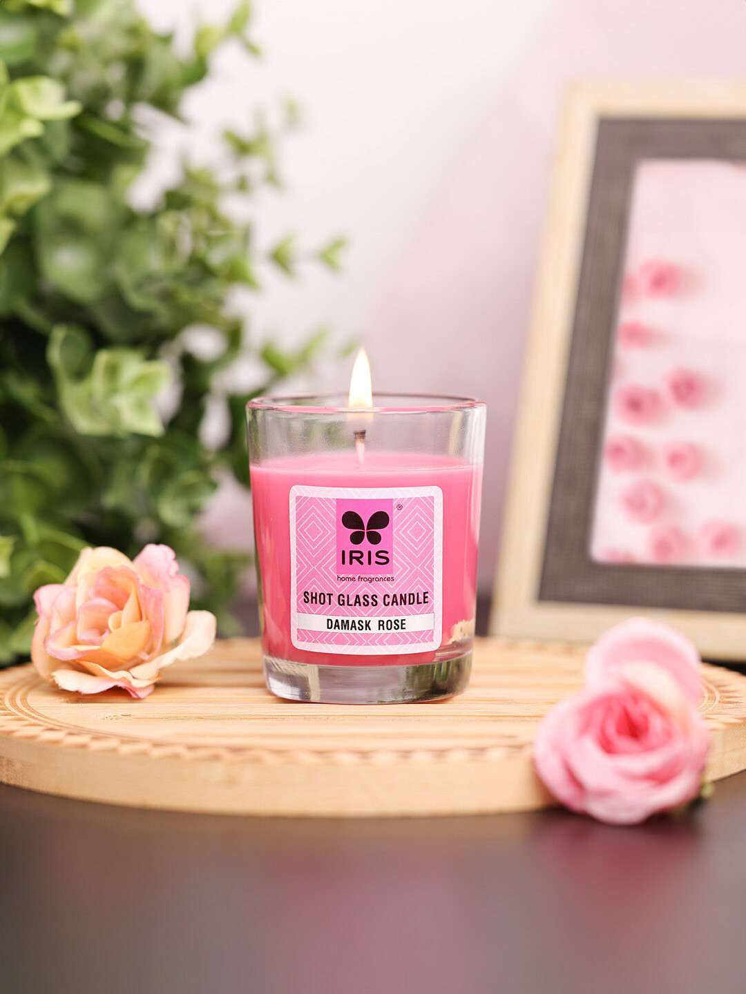 Iris Homefragrances Shot Glass 1 Wick Damask Rose Solid Geometric Regular Jar Candles