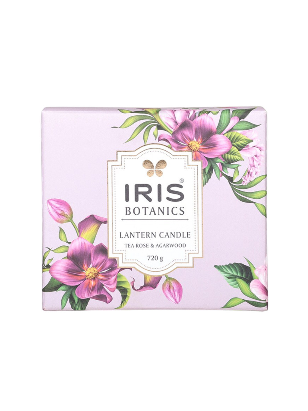 Iris Botanics Lantern 1 Wick Tea Rose, Agarwood Floral Square Regular Tea Light Candles