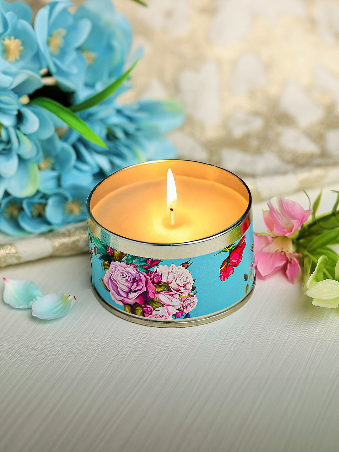 Iris Botanics Tin Scented 1 Wick Lilac and Peony Floral Geometric Regular Jar Candles