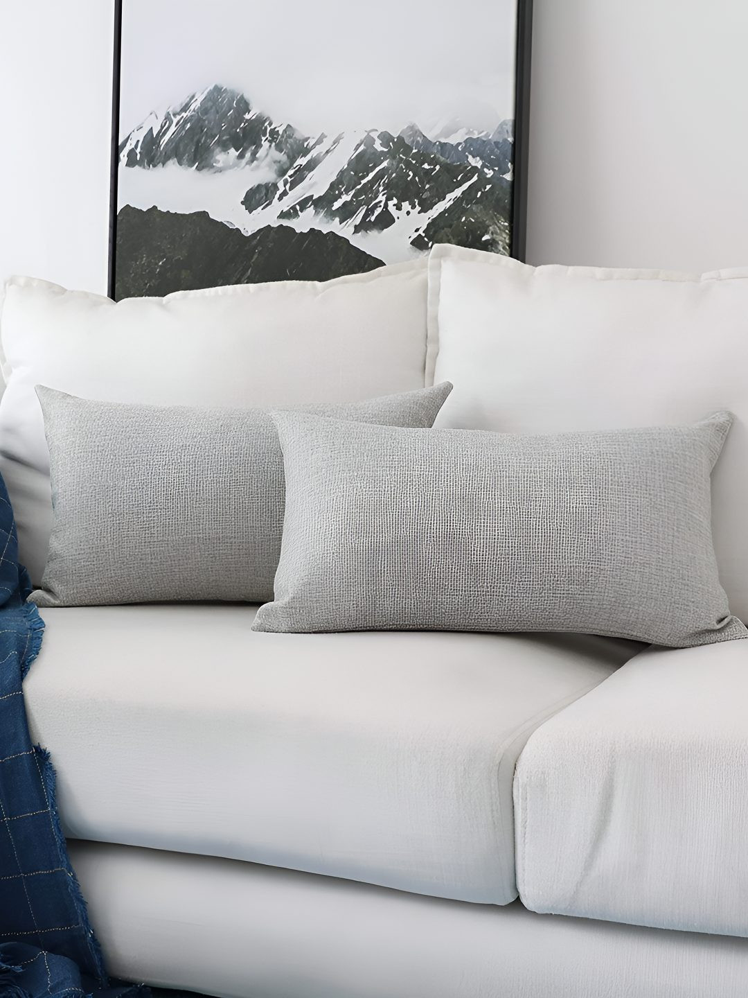 CASA-NEST Silver-Toned 2 Pieces Square Jute Cotton Cushion Covers