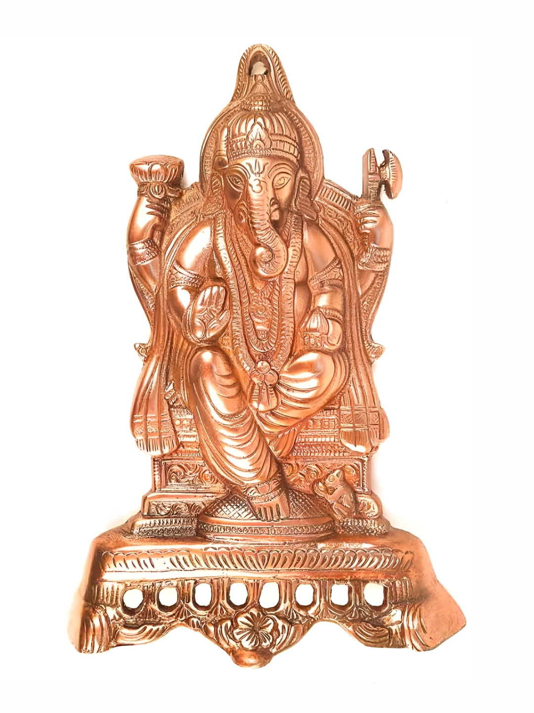 apka mart Ganesh Metal Glossy Hanging Pooja Room Spiritual Wall Decor-11In