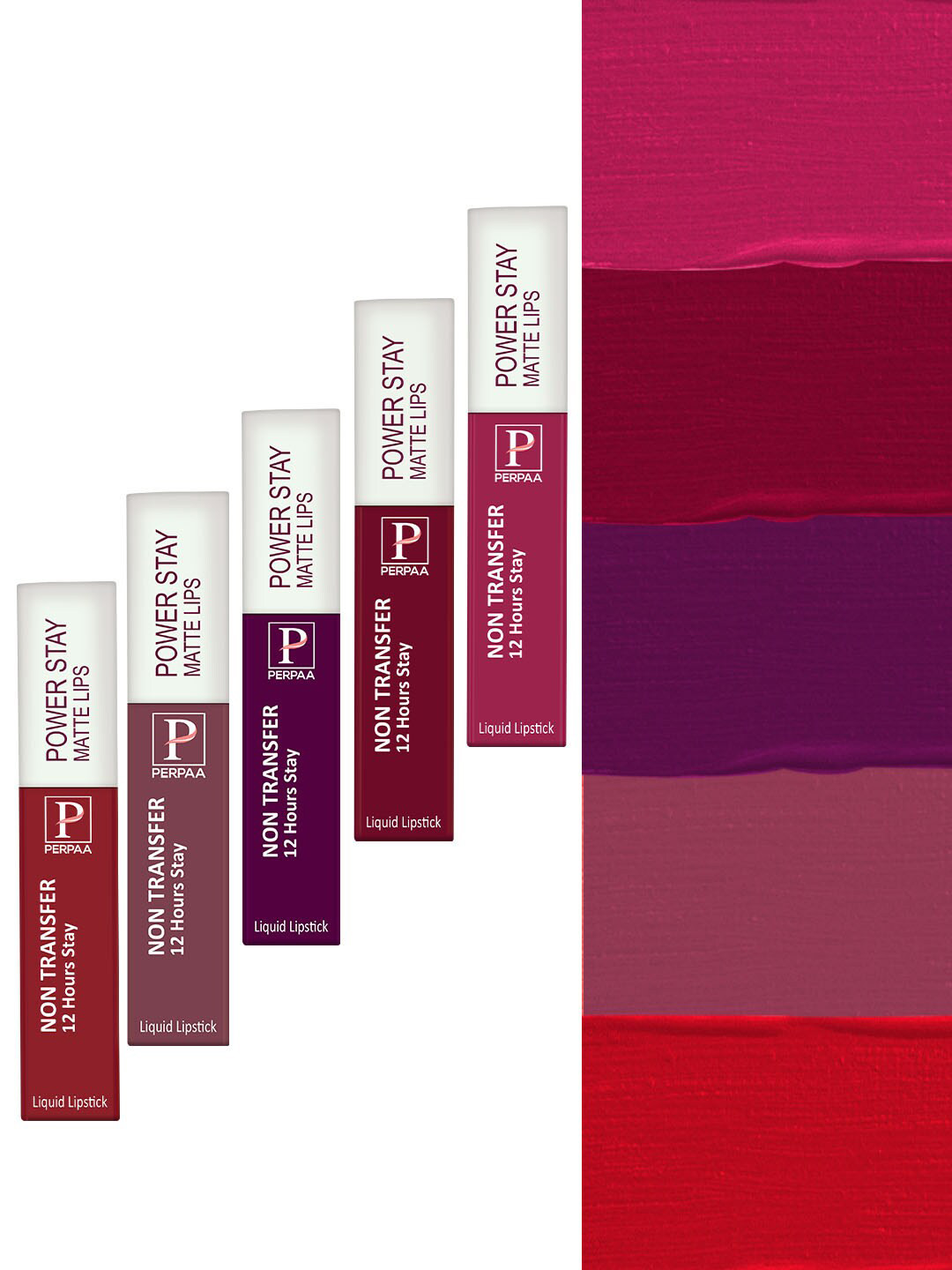 PERPAA Power Stay Set Of 5 Matte Liquid Lipstick - 5ml Each - 09-03-10-22-23
