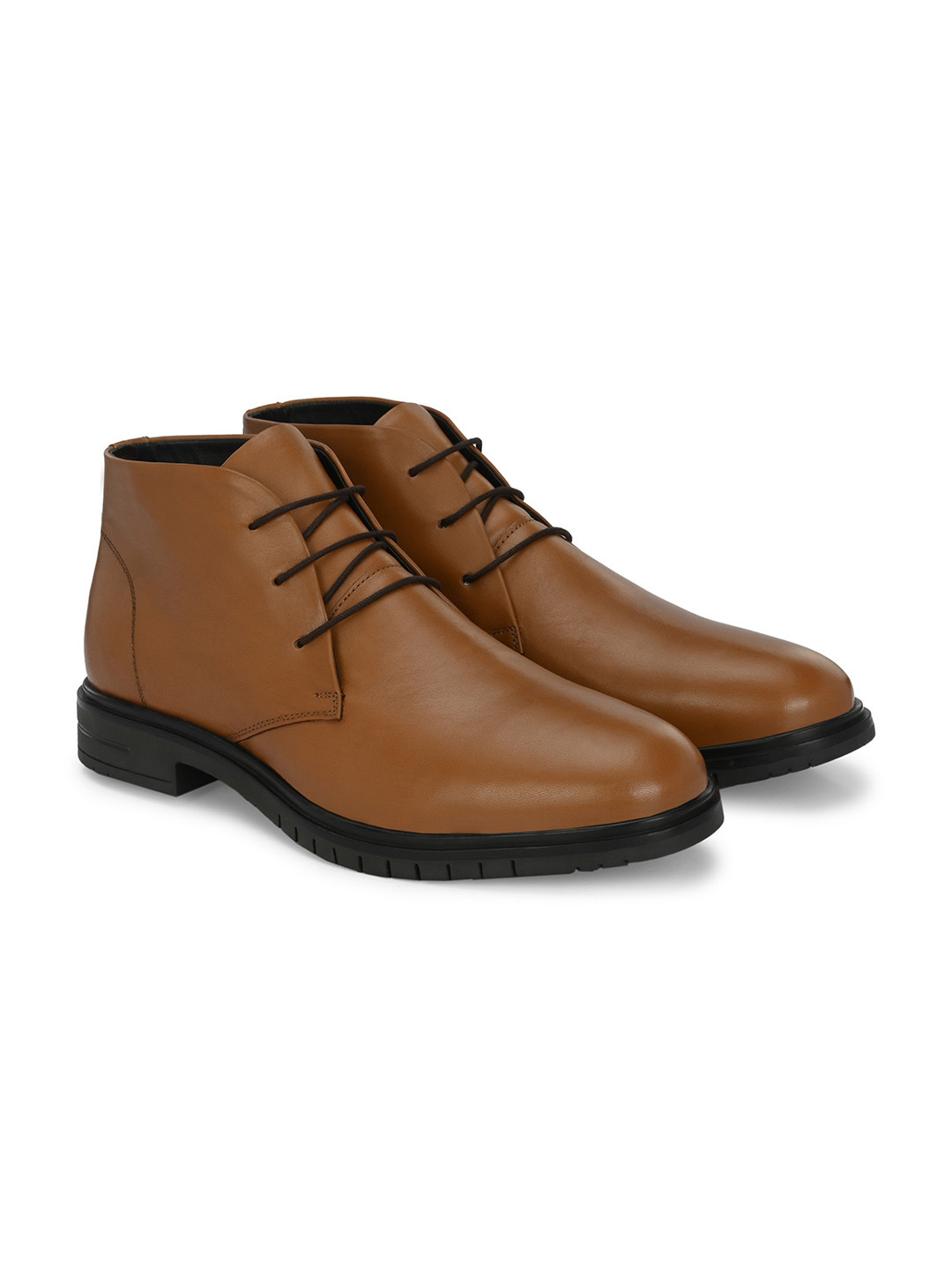 Delize Men Round Toe Leather Derby Ankle Boots