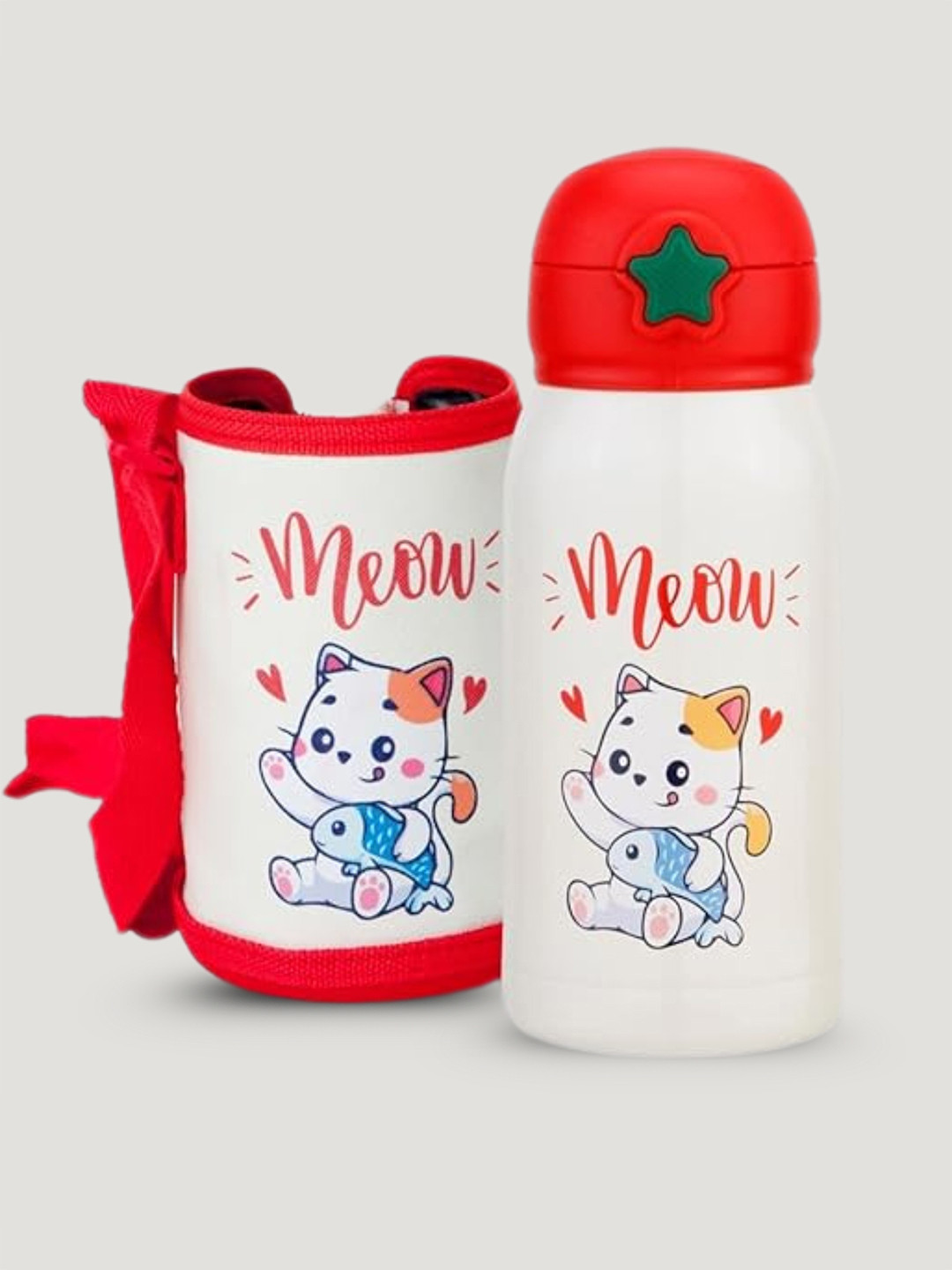 CLAY CRAFT Vacbott White Conversational Stainless Steel Double Wall Vacuum Sipper - 550ml