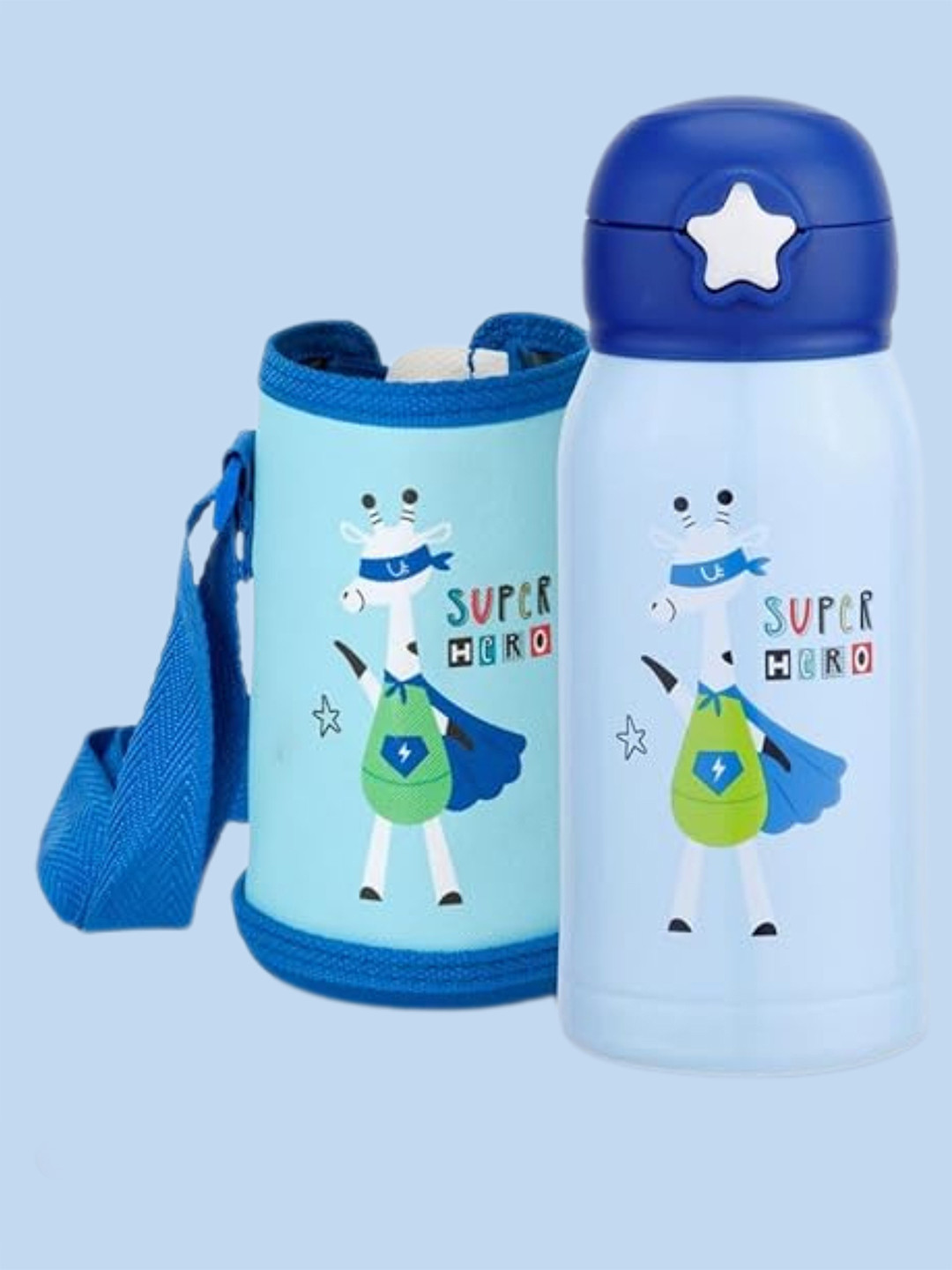 CLAY CRAFT Blue Conversational Stainless Steel Double Wall Vacuum Sipper - 550ml