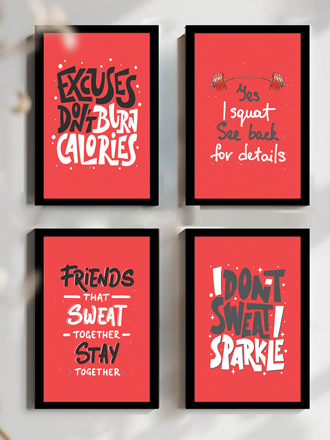 Art Street Red & Black 4 Pieces Wooden Motivational Quotes Wall Arts